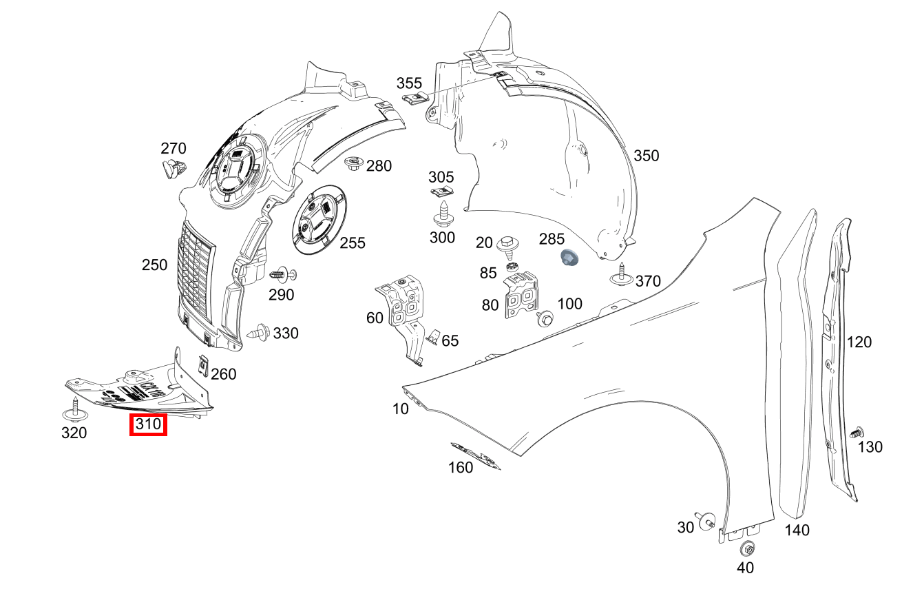 RADLAUFABDECKUNG Vorn links unten E 400 4MATIC Cabriolet 238