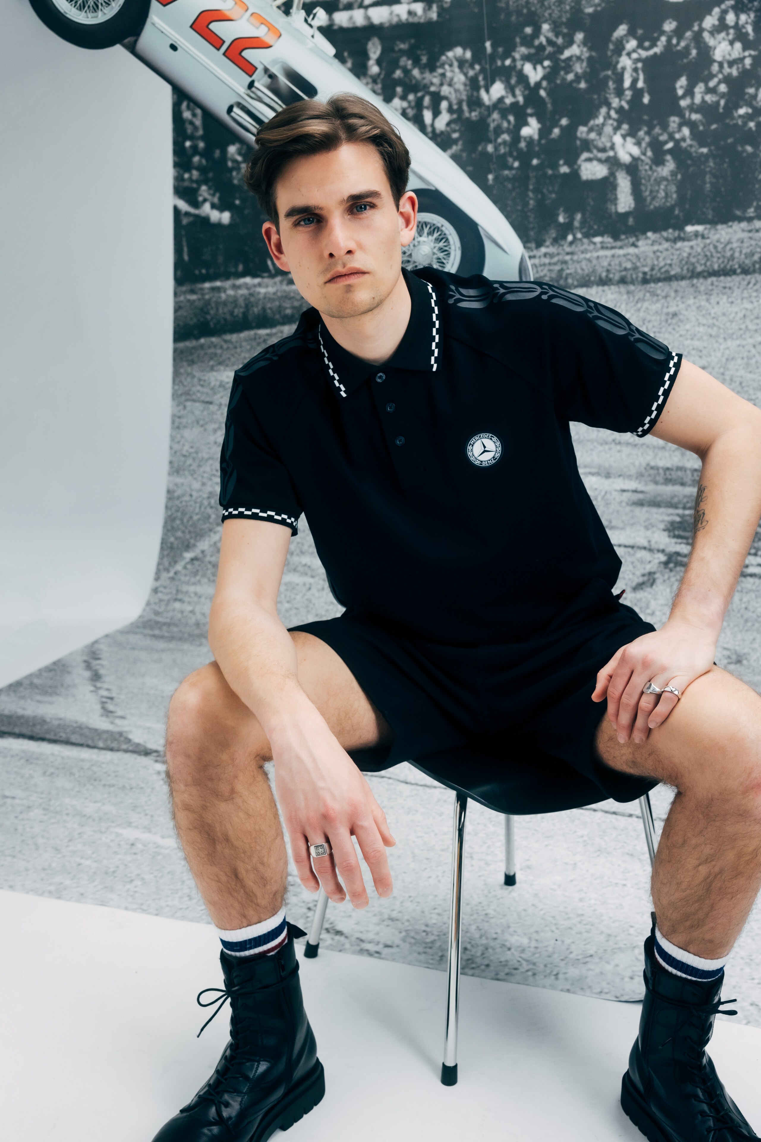 Poloshirt Herren, schwarz