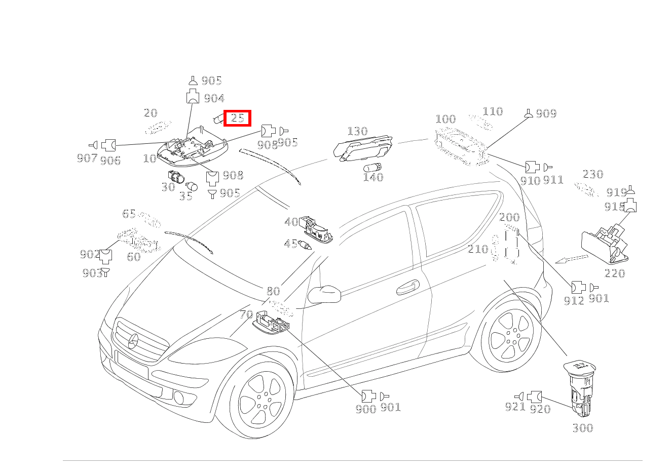 Glühlampe DACHBEDIENEINHEIT; 12V-6W A 200 TURBO COUPE 169