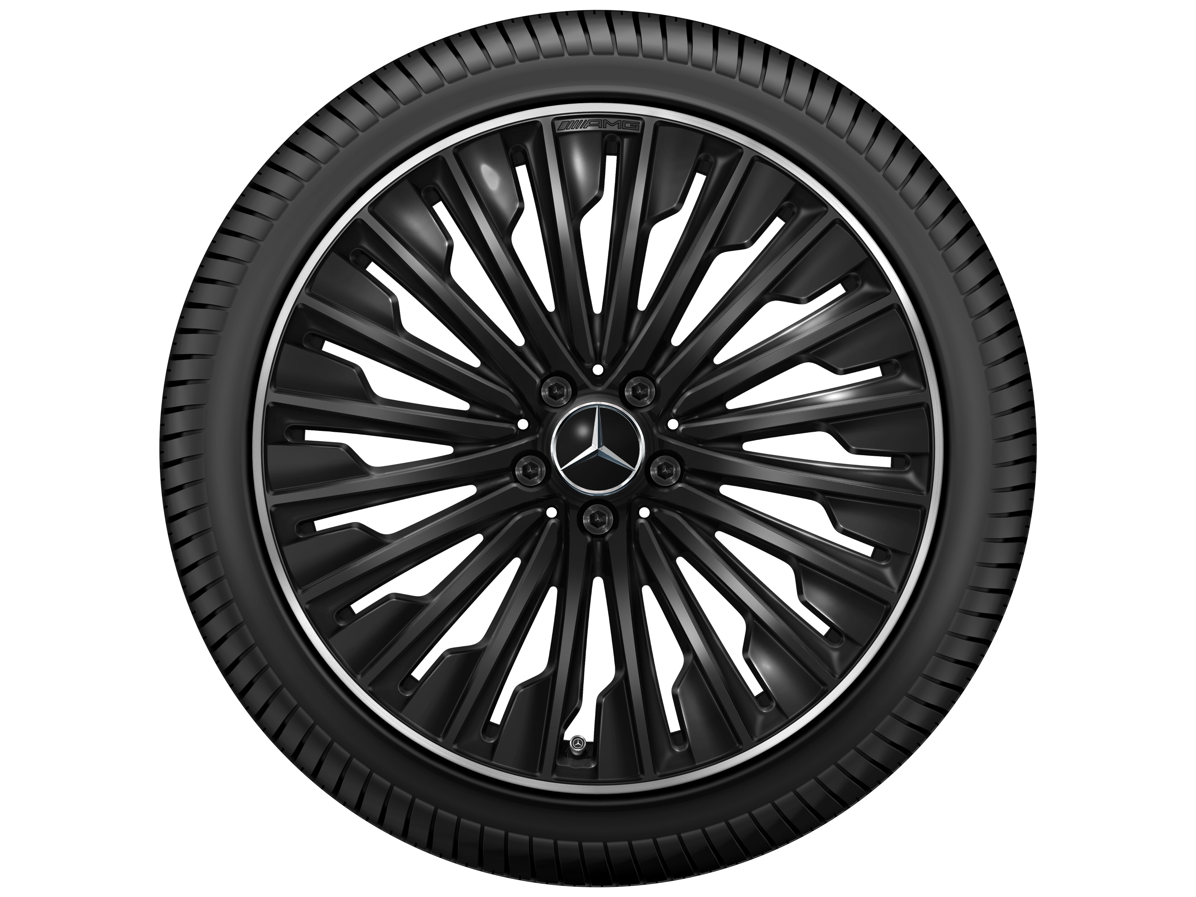 AMG Vielspeichen-Rad, 20 Zoll, Felgenhorn glanzgedreht 8,5 J x 20 ET 35,5, schwarz