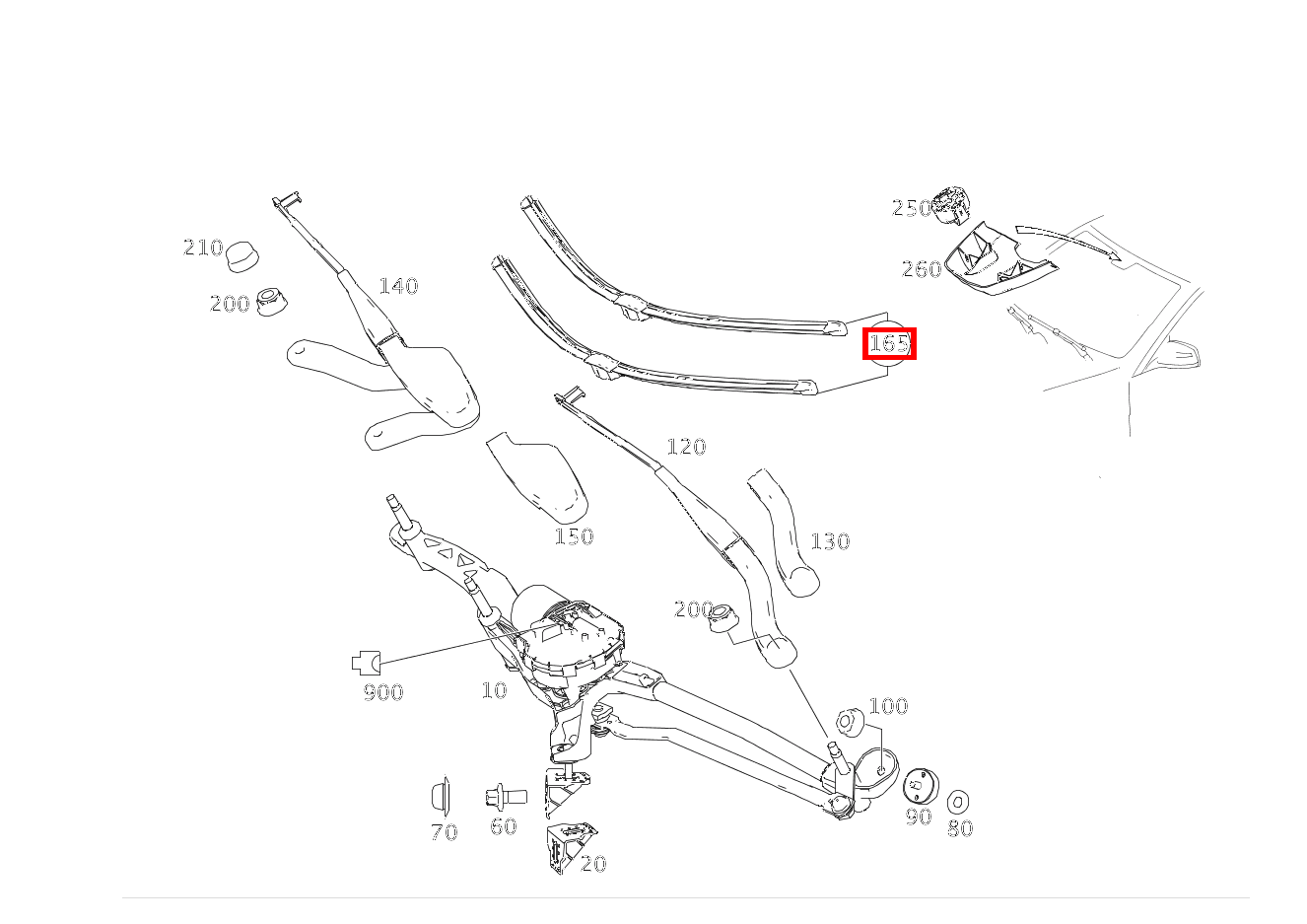 Teilesatz Wischerblatt TOPLOCK C350CDI 4M BE 204 Teilesatz Wischerblatt TOPLOCK C350CDI 4M BE 204
