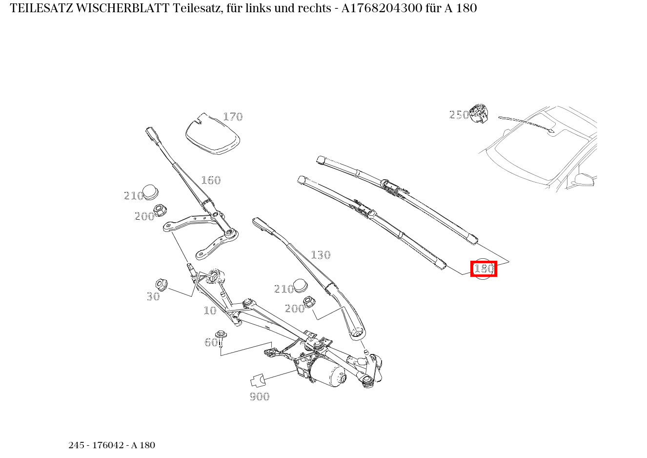 Teilesatz Wischerblatt Teilesatz, für links und rechts A 180 245