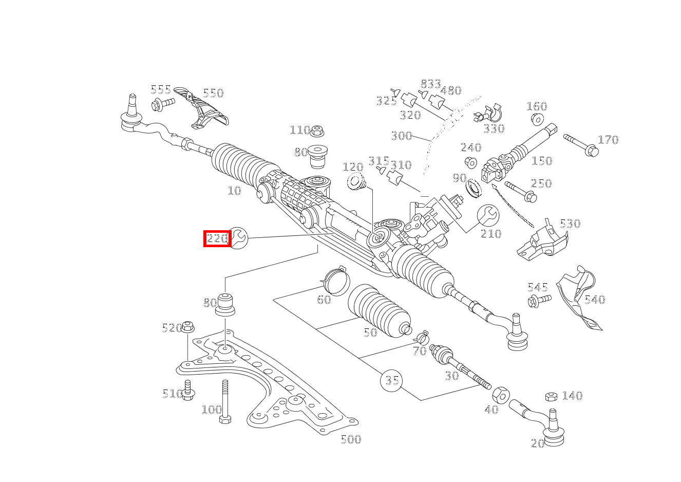 REP.SATZ LENKGETRIEBE FUER OELLEITUNG KURZ, MIT O-RINGEN E 280 CDI T-Modell 213 REP.SATZ LENKGETRIEBE FUER OELLEITUNG KURZ, MIT O-RINGEN E 280 CDI T-Modell 213