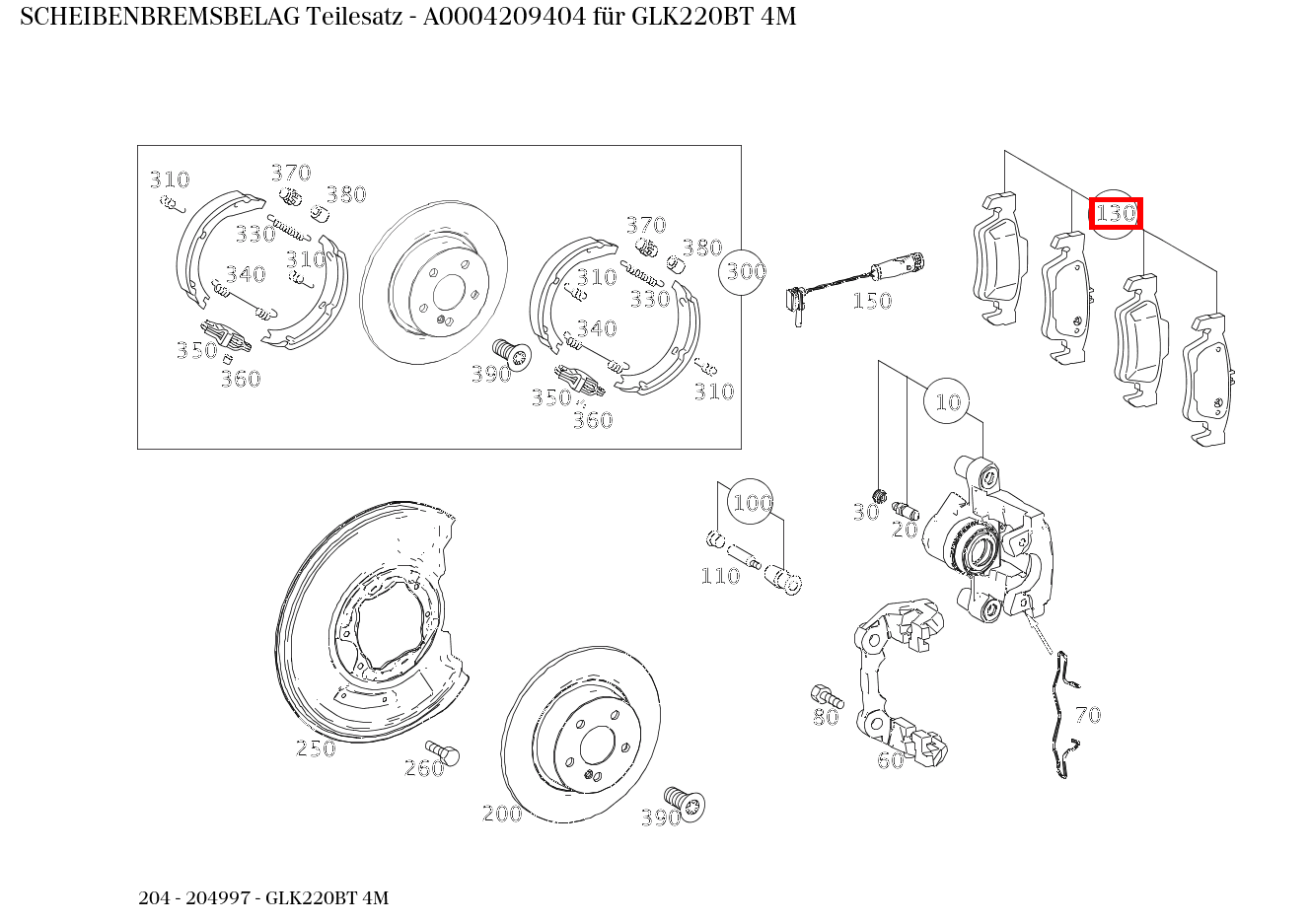 Scheibenbremsbelag Teilesatz GLK220BT 4M 204 Scheibenbremsbelag Teilesatz GLK220BT 4M 204