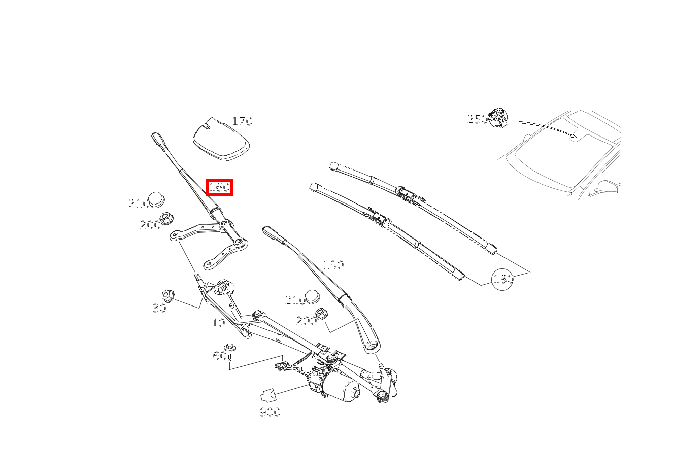 Wischerarm Beifahrerseite Mercedes-Benz A 45 AMG 4M 176 Wischerarm Beifahrerseite Mercedes-Benz A 45 AMG 4M 176