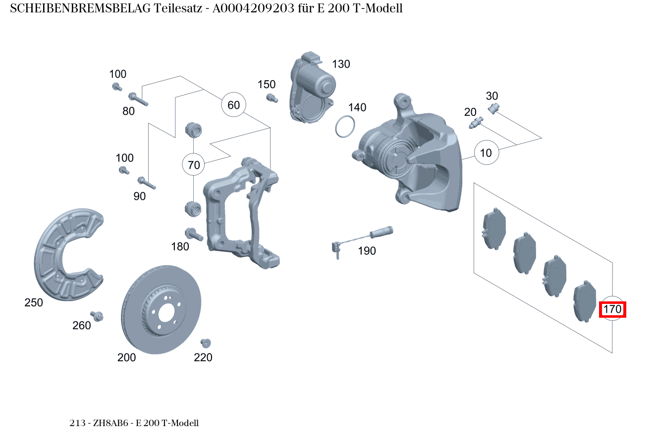 Scheibenbremsbelag Teilesatz E 200 T-Modell 213 Scheibenbremsbelag Teilesatz E 200 T-Modell 213