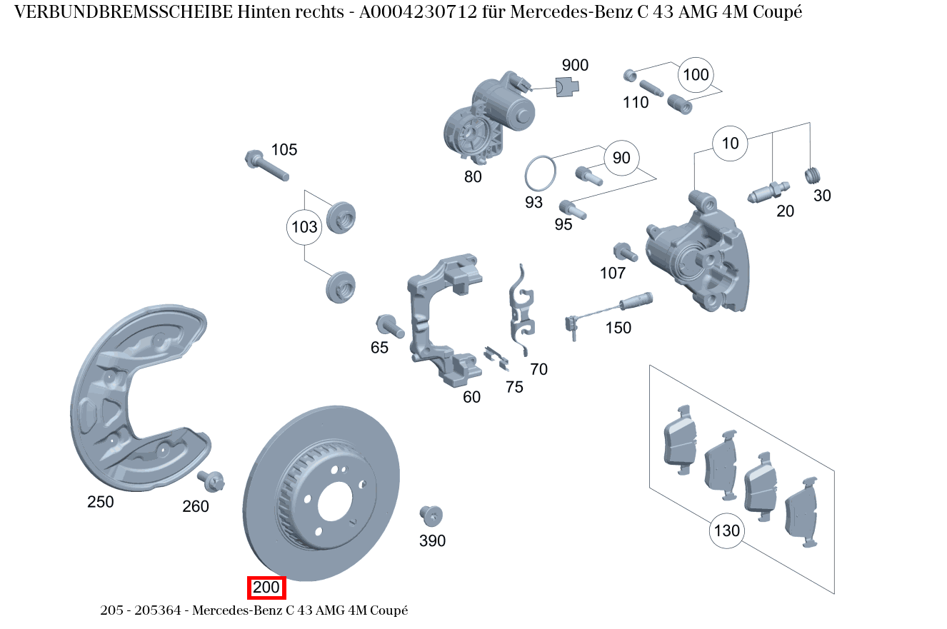 Verbundbremsscheibe Hinten rechts Mercedes-Benz C 43 AMG 4M Coupé 205