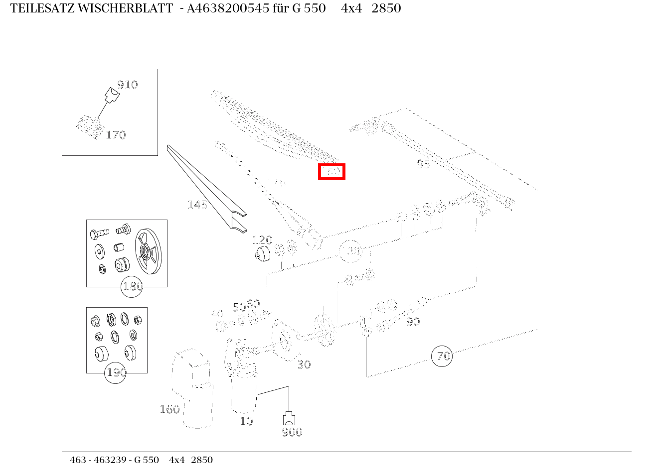 Teilesatz Wischerblatt G 550 4x4 2850 463 Teilesatz Wischerblatt G 550 4x4 2850 463