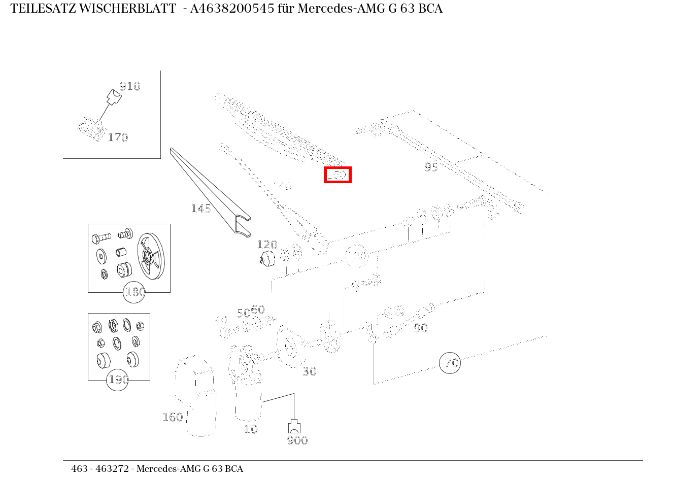 Teilesatz Wischerblatt Mercedes-AMG G 63 BCA 463 Teilesatz Wischerblatt Mercedes-AMG G 63 BCA 463