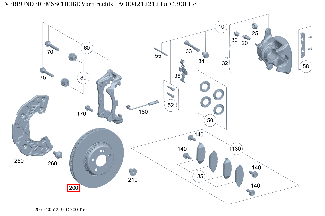 Verbundbremsscheibe Vorn rechts C 300 T e 205 Verbundbremsscheibe Vorn rechts C 300 T e 205