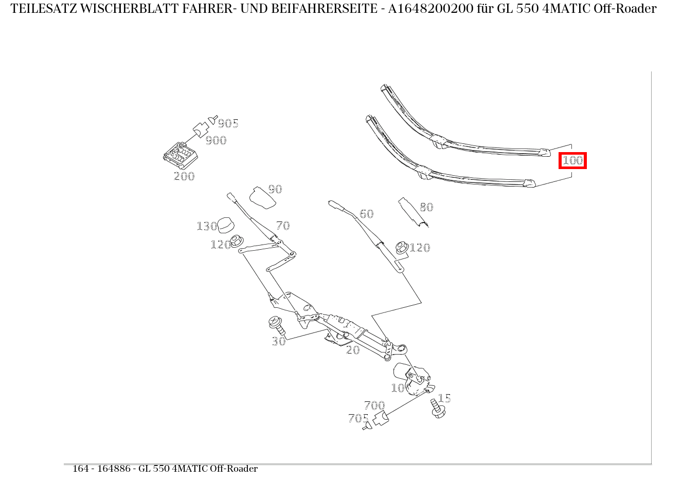 Teilesatz Wischerblatt FAHRER- UND BEIFAHRERSEITE GL 550 4MATIC Off-Roader 164