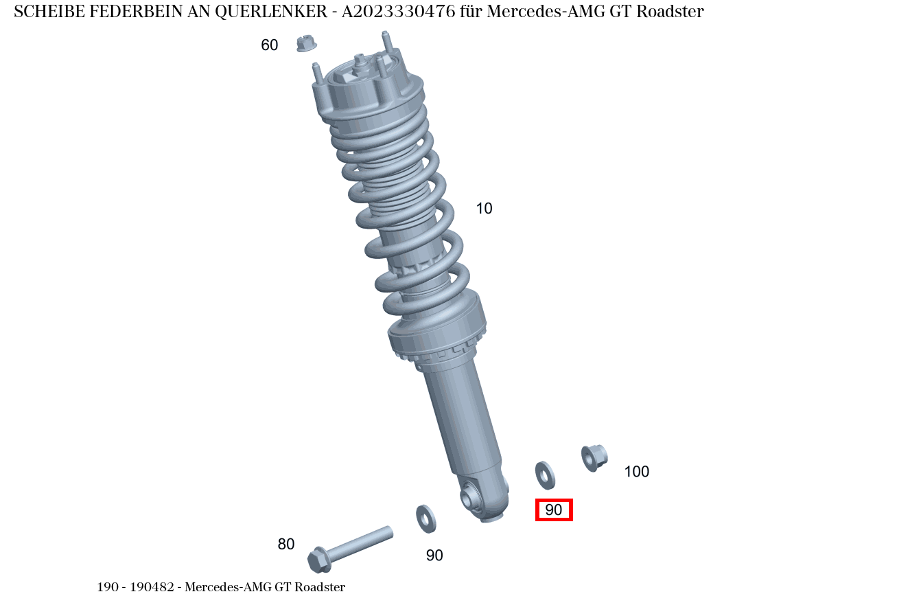 Scheibe FEDERBEIN AN QUERLENKER Mercedes-AMG GT Roadster 190 Scheibe FEDERBEIN AN QUERLENKER Mercedes-AMG GT Roadster 190