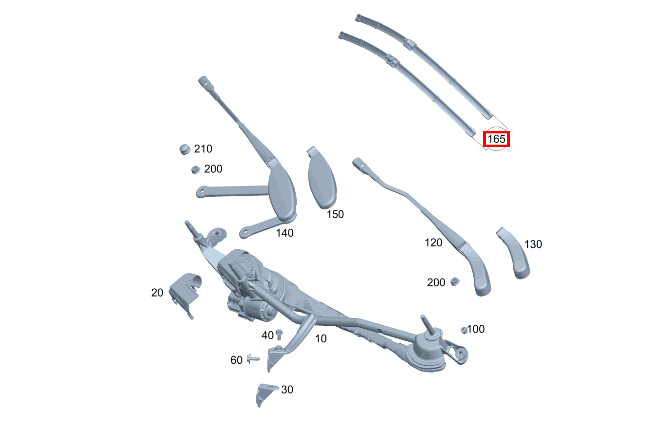 SATZ WISCHERBLATT Wischerset, Fahrer- und beifahrerseitig Mercedes-AMG GLC 63 S 4MATIC+ Coupé 253