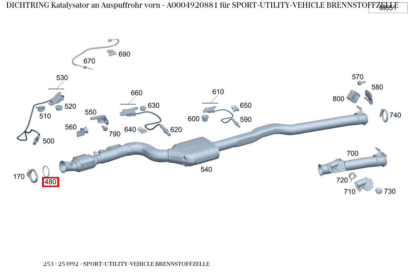 Dichtring Katalysator an Auspuffrohr vorn SPORT-UTILITY-VEHICLE BRENNSTOFFZELLE 253 Dichtring Katalysator an Auspuffrohr vorn SPORT-UTILITY-VEHICLE BRENNSTOFFZELLE 253