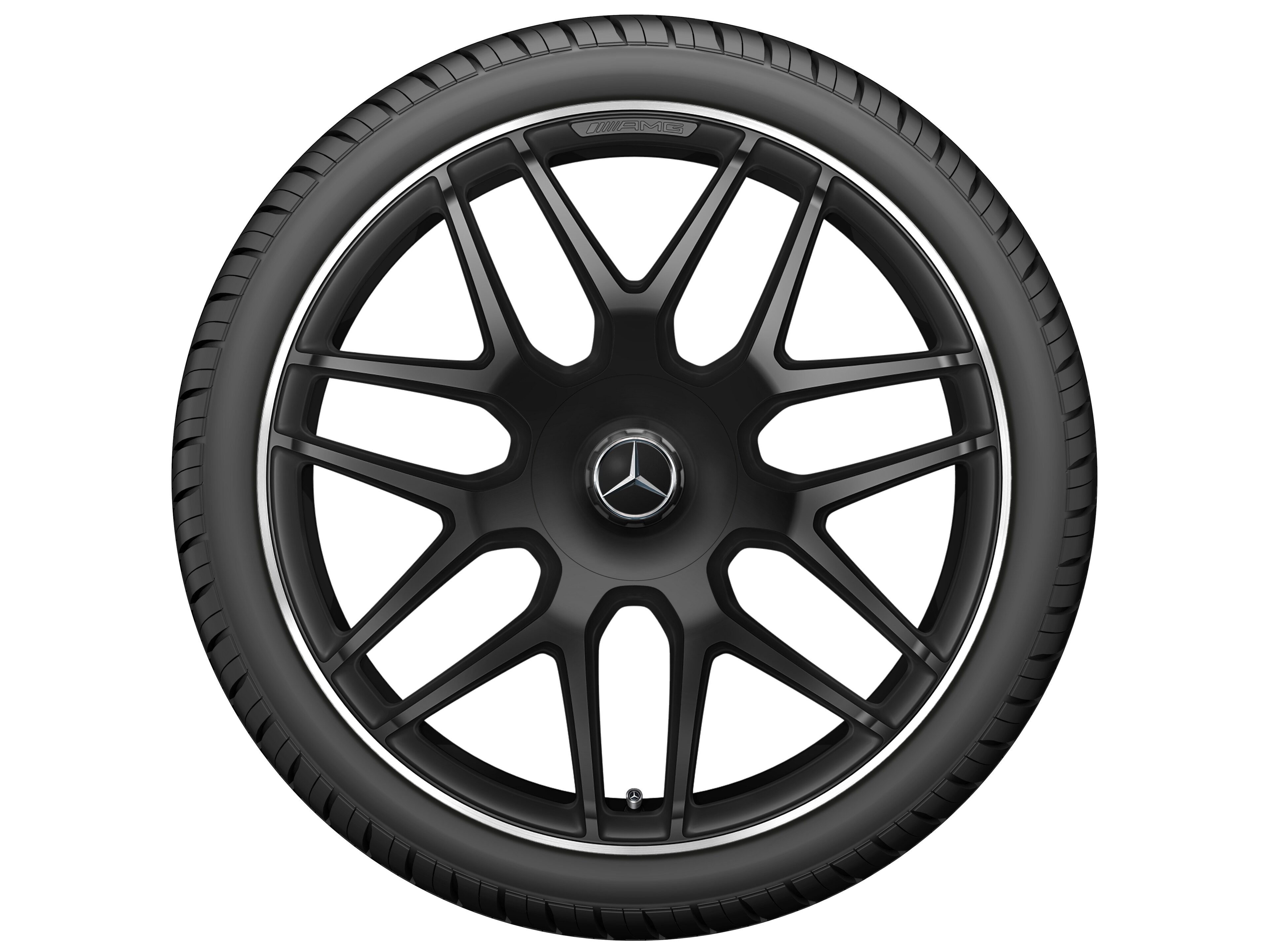 Mercedes-Benz -  AMG Schmiederad 22 Zoll, 10 J x 22 ET 36, schwarz matt, Felgenhorn glanzgedreht