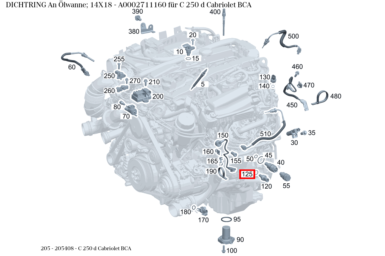 Dichtring An Ölwanne; 14X18 C 250 d Cabriolet BCA 205 Dichtring An Ölwanne; 14X18 C 250 d Cabriolet BCA 205