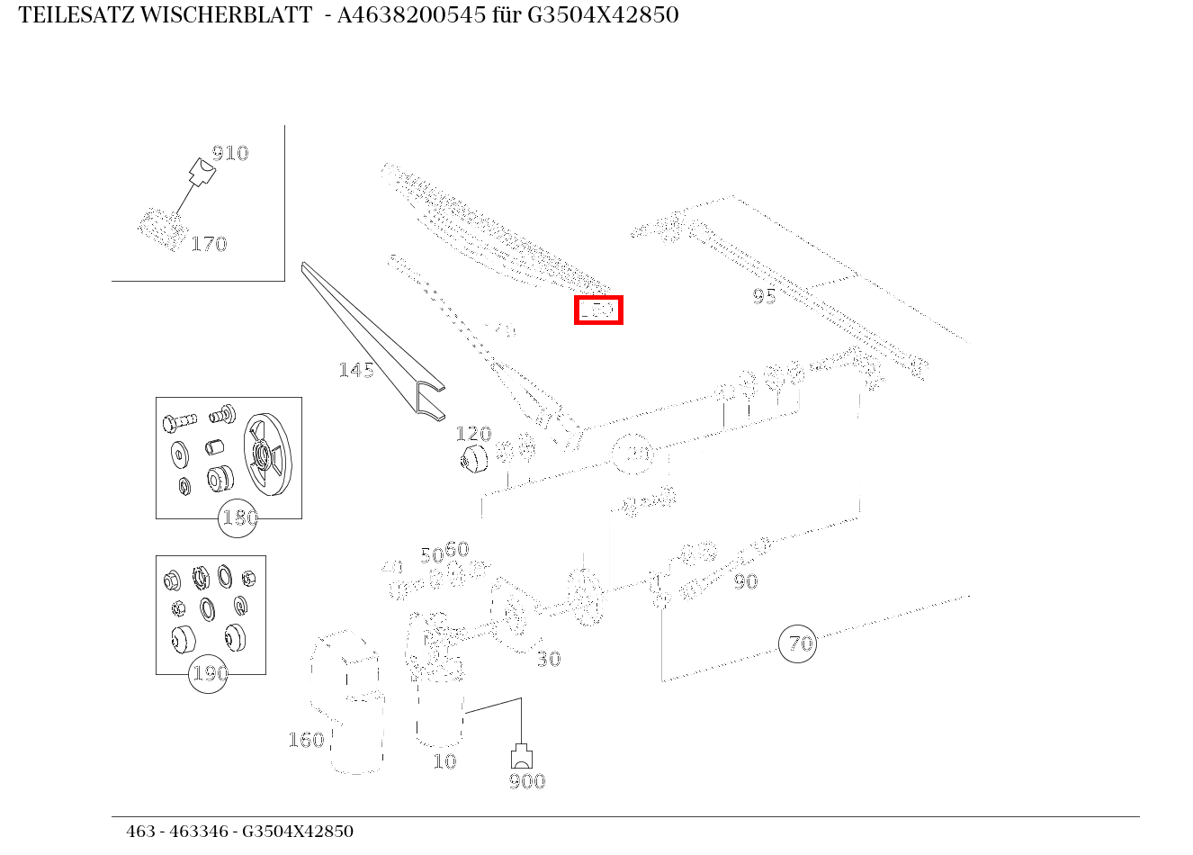 Teilesatz Wischerblatt G3504X42850 463 Teilesatz Wischerblatt G3504X42850 463