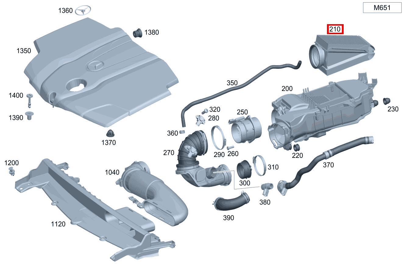 Luftfiltereinsatz Luftansaugung Motor GLK 253
