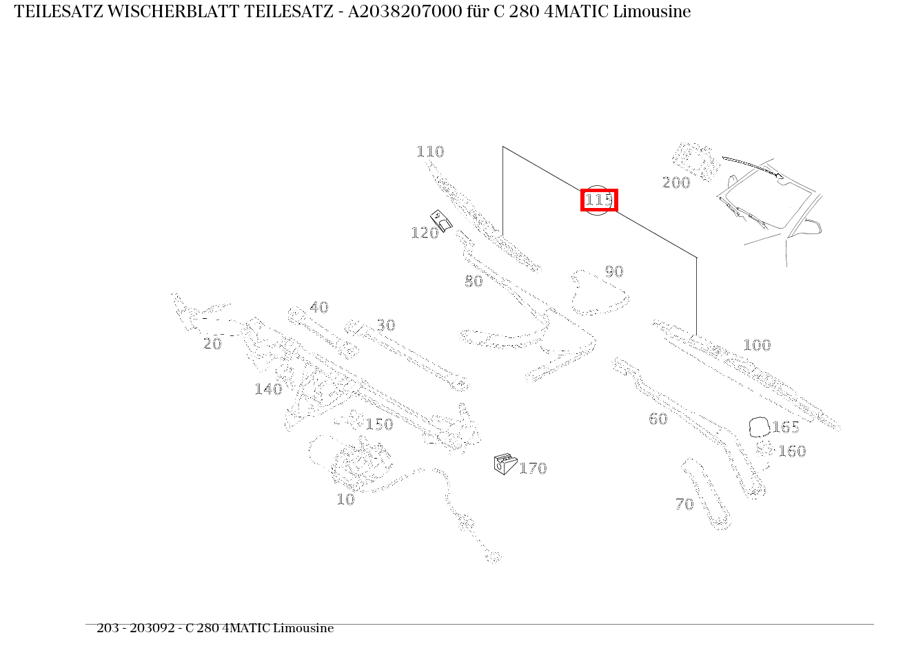 Teilesatz Wischerblatt TEILESATZ C 280 4MATIC Limousine 203 Teilesatz Wischerblatt TEILESATZ C 280 4MATIC Limousine 203