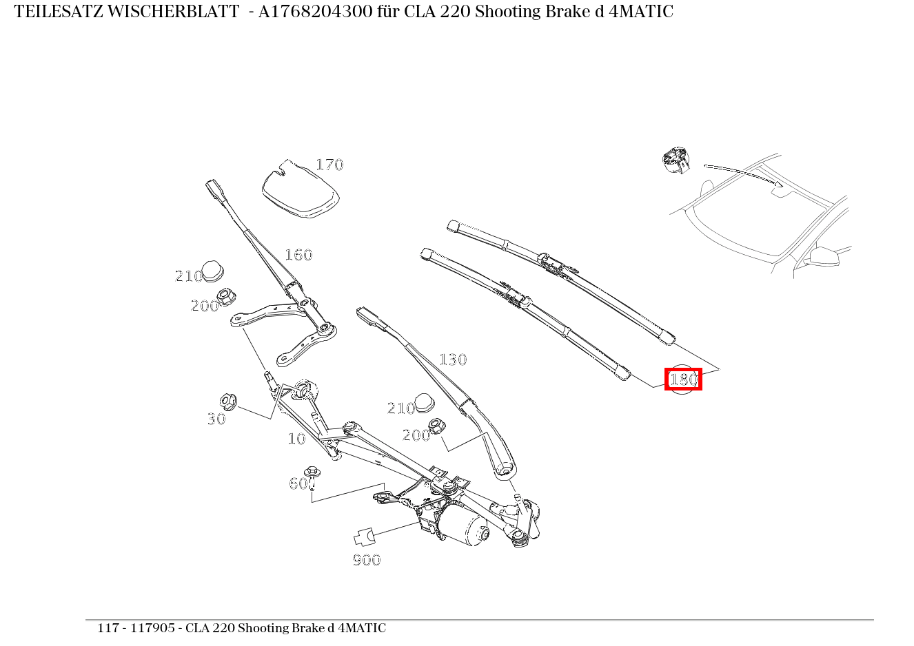 Teilesatz Wischerblatt CLA 220 Shooting Brake d 4MATIC 117