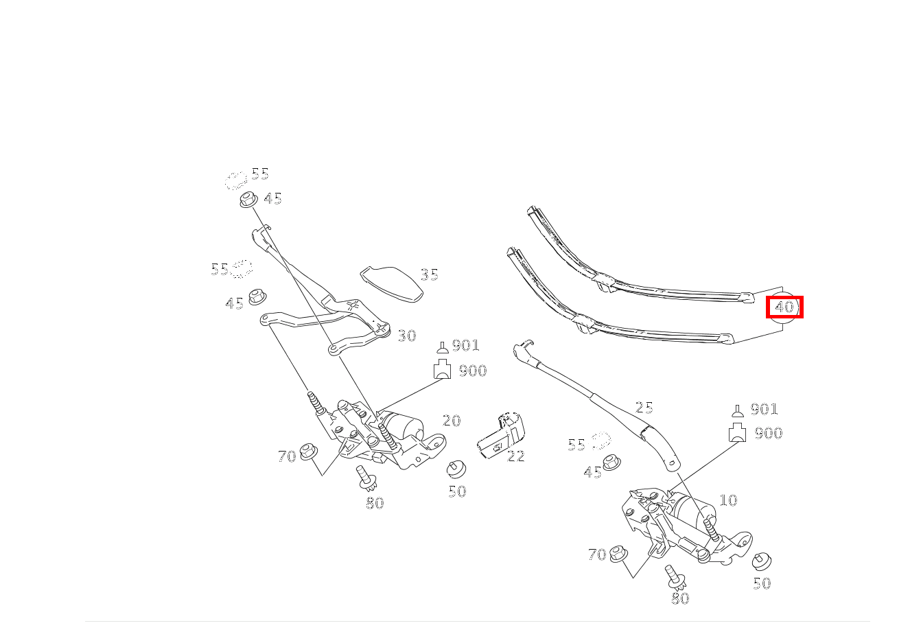 Teilesatz Wischerblatt LINKS UND RECHTS S350BT L 221