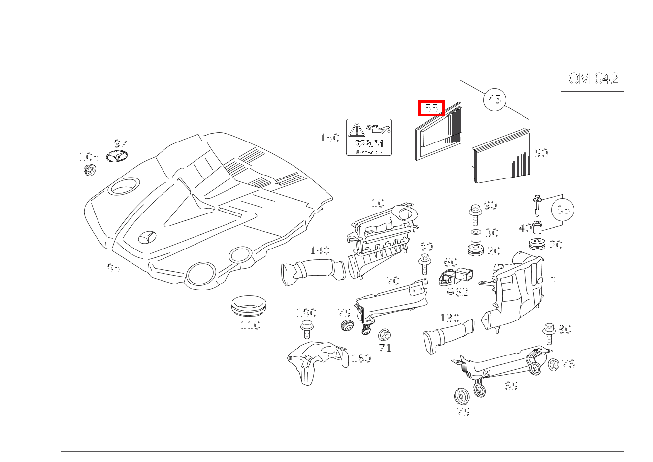 Luftfiltereinsatz RECHTS S320 CDI 4 Matic l 221 Luftfiltereinsatz RECHTS S320 CDI 4 Matic l 221