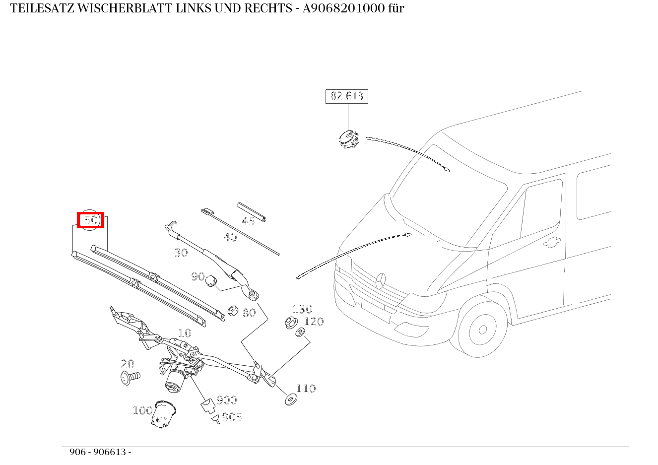 Teilesatz Wischerblatt LINKS UND RECHTS 906 Teilesatz Wischerblatt LINKS UND RECHTS 906