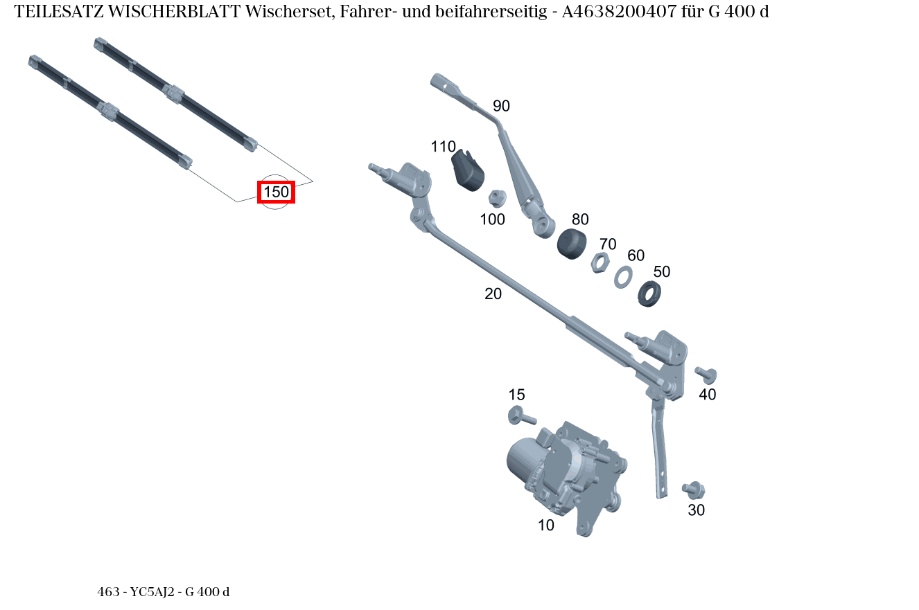 Teilesatz Wischerblatt Wischerset, Fahrer- und beifahrerseitig G 400 d 463