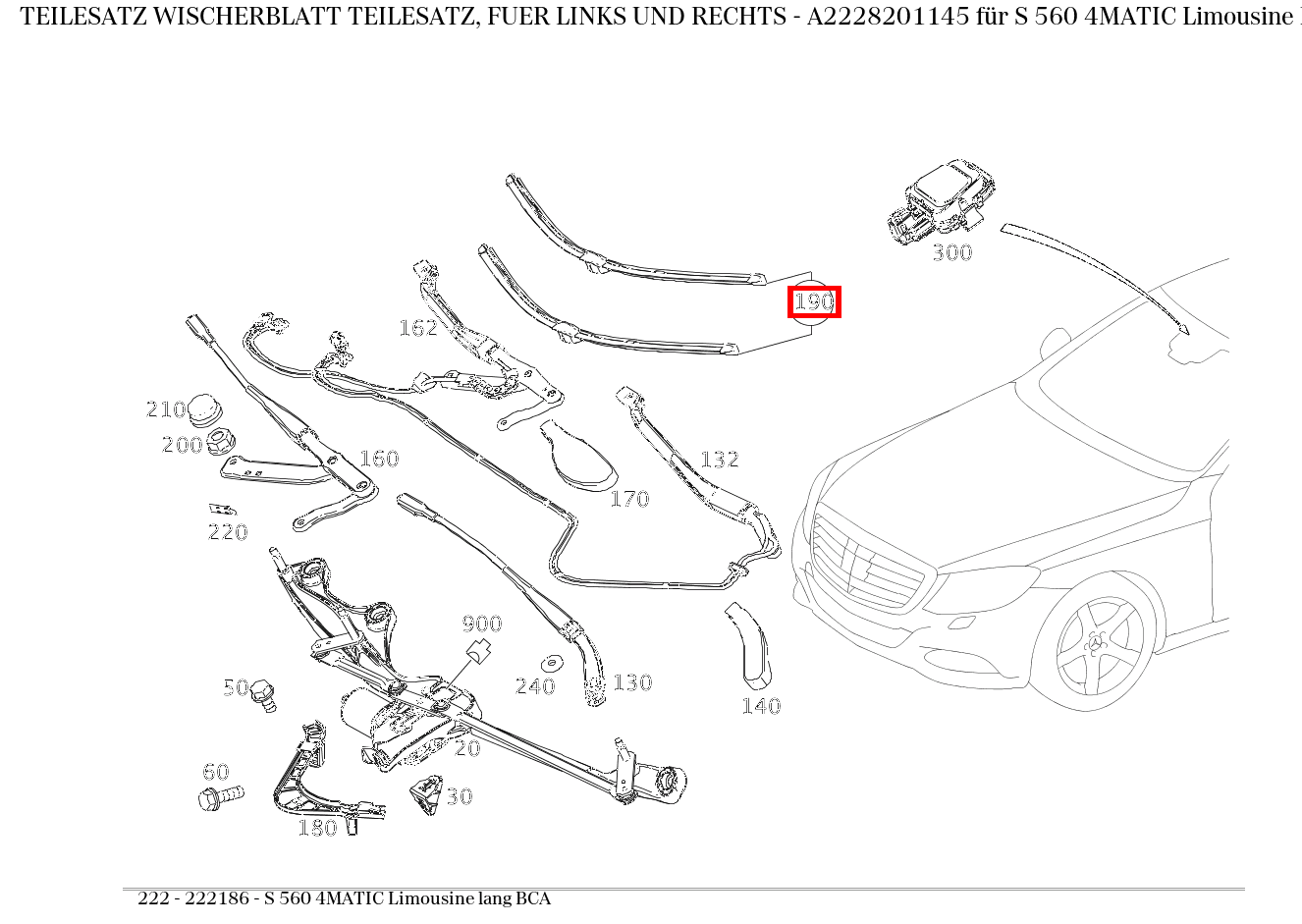 Teilesatz Wischerblatt TEILESATZ, FUER LINKS UND RECHTS S 560 4MATIC Limousine lang BCA 222