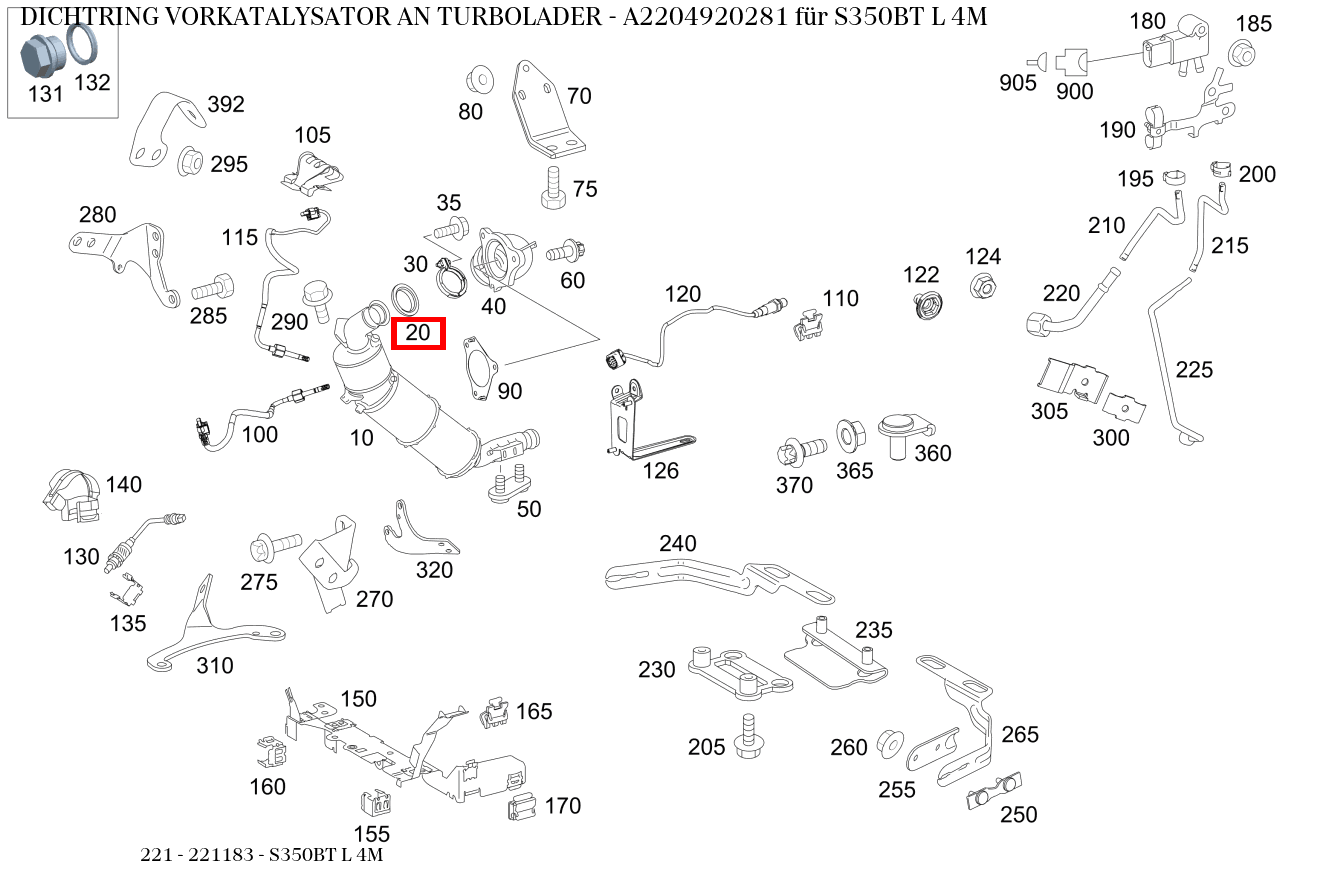 Dichtring VORKATALYSATOR AN TURBOLADER S350BT L 4M 221 Dichtring VORKATALYSATOR AN TURBOLADER S350BT L 4M 221