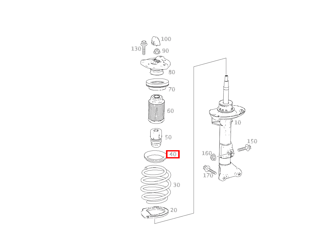 Schraubenfederbeilage Oben links und rechts E400 CA 207 Schraubenfederbeilage Oben links und rechts E400 CA 207