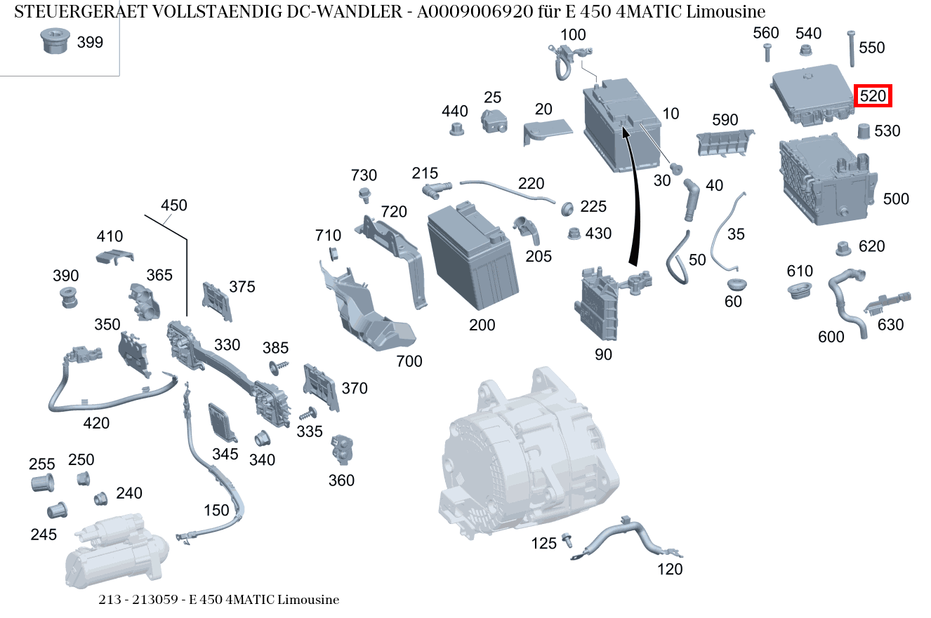 Steuergerät vollständig DC-WANDLER E 450 4MATIC Limousine 213 Steuergerät vollständig DC-WANDLER E 450 4MATIC Limousine 213