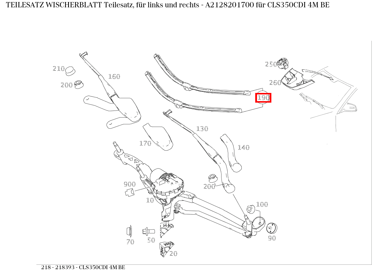 Teilesatz Wischerblatt Teilesatz, für links und rechts CLS350CDI 4M BE 218 Teilesatz Wischerblatt Teilesatz, für links und rechts CLS350CDI 4M BE 218