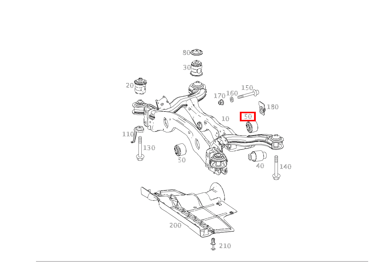 Gummilager ACHSGEHAEUSE AN HINTERACHSTRAEGER, HINTEN Mercedes-AMG GLA 45 4MATIC Sport Utility Vehicle 156
