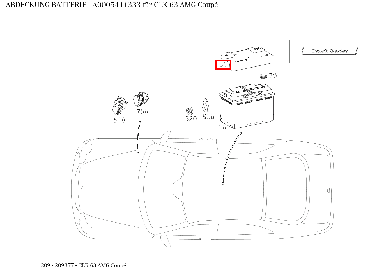 Abdeckung BATTERIE CLK 63 AMG Coupé 209 Abdeckung BATTERIE CLK 63 AMG Coupé 209