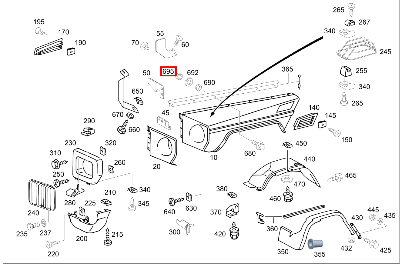 Mutter KOTFLUEGEL AN RADEINBAU RECHTS; M6 G 500 Off-Roader lang BCA 463 Mutter KOTFLUEGEL AN RADEINBAU RECHTS; M6 G 500 Off-Roader lang BCA 463