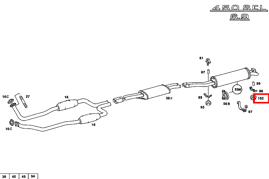 Mutter HINTERE HAUPTSCHALLDAEMPFER-AUFHAENGUNG; M8 450 SEL 6.9 116 Mutter HINTERE HAUPTSCHALLDAEMPFER-AUFHAENGUNG; M8 450 SEL 6.9 116