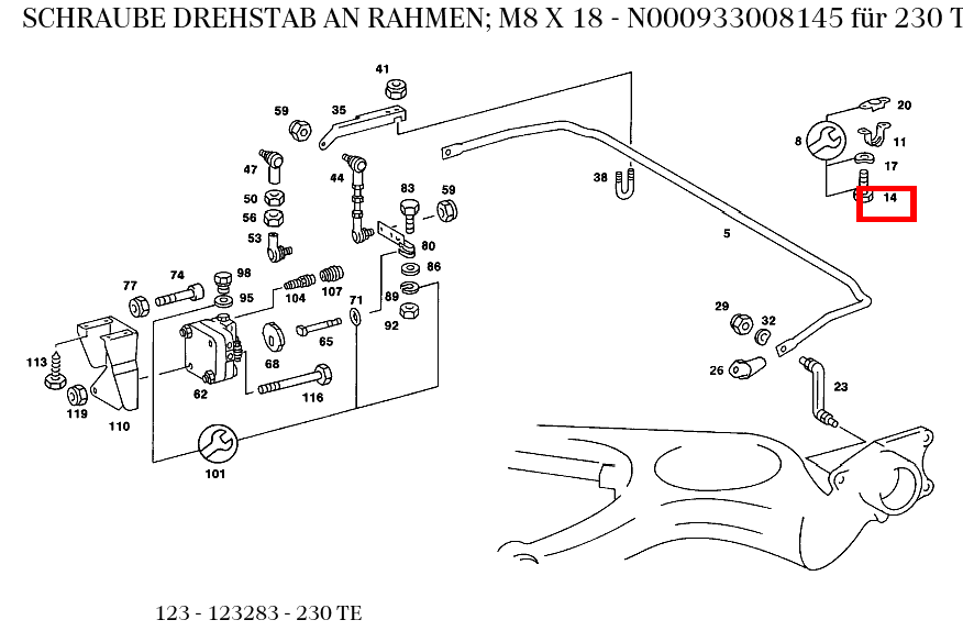 Schraube DREHSTAB AN RAHMEN; M8 X 18 230 TE 123 Schraube DREHSTAB AN RAHMEN; M8 X 18 230 TE 123