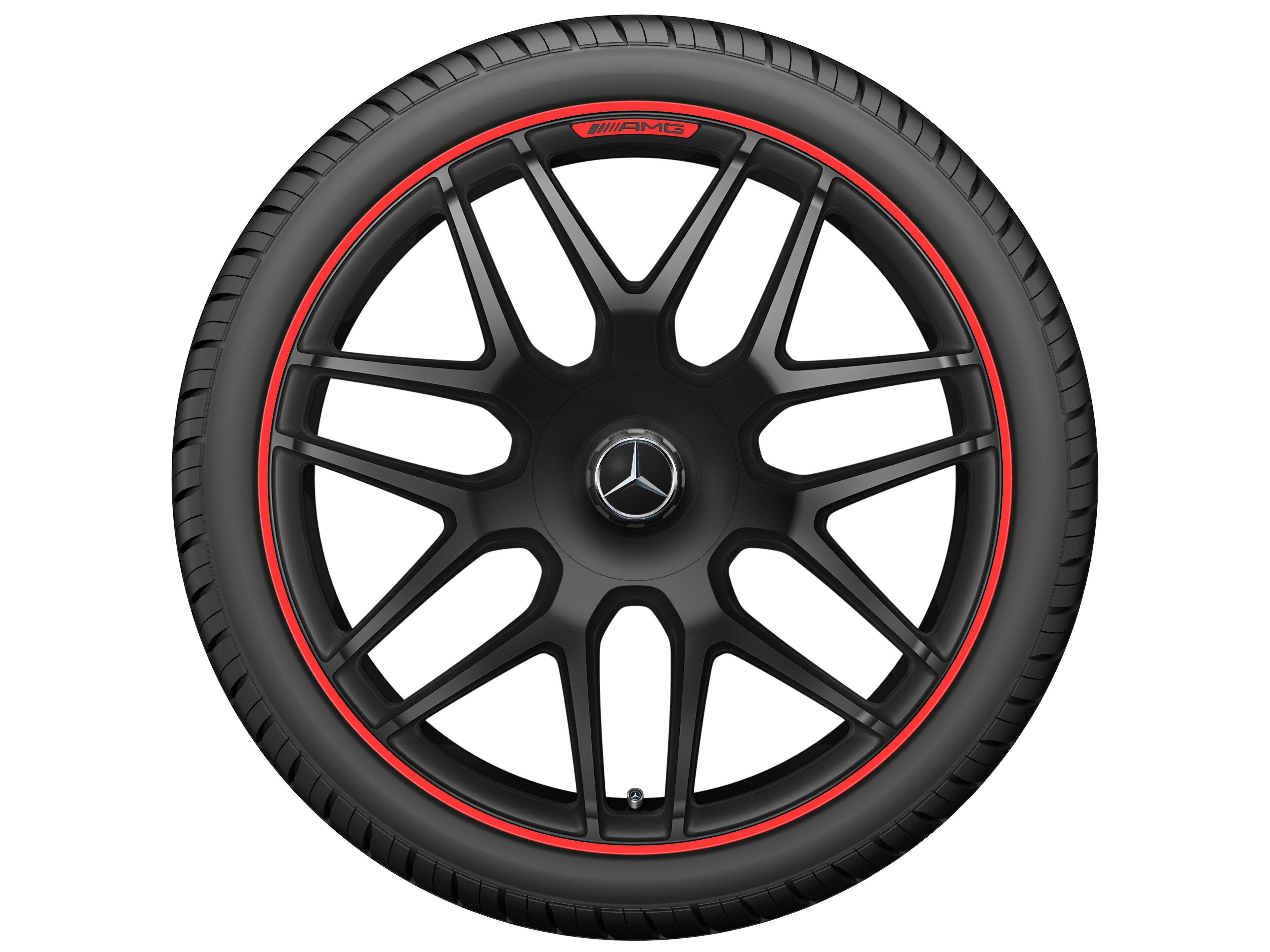 Mercedes-Benz - AMG Schmiederad 22 Zoll, Felgenhorn rot lackiert 10 J x 22 ET 36, schwarz matt