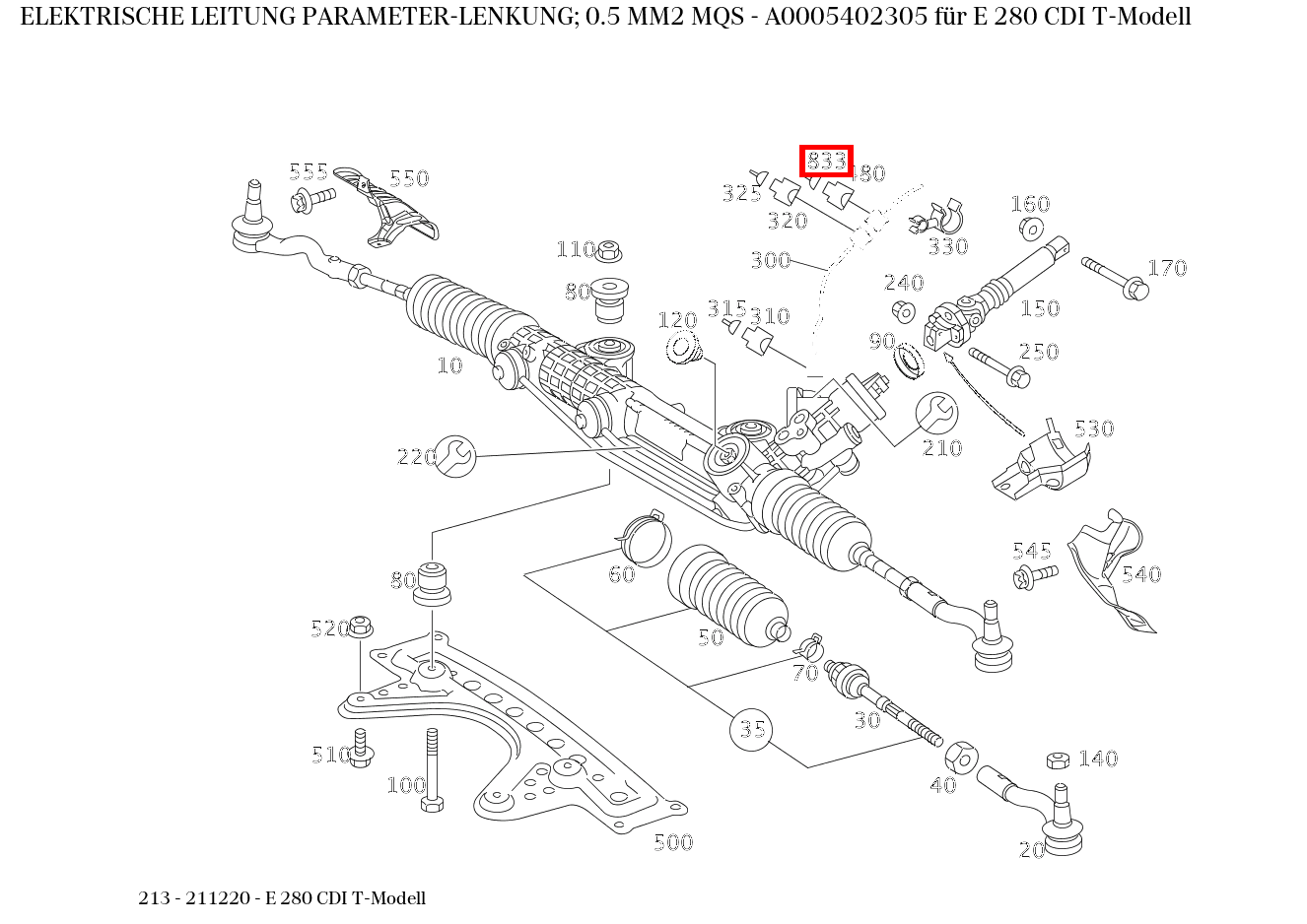 Elektrische Leitung PARAMETER-LENKUNG; 0.5 MM2 MQS E 280 CDI T-Modell 213