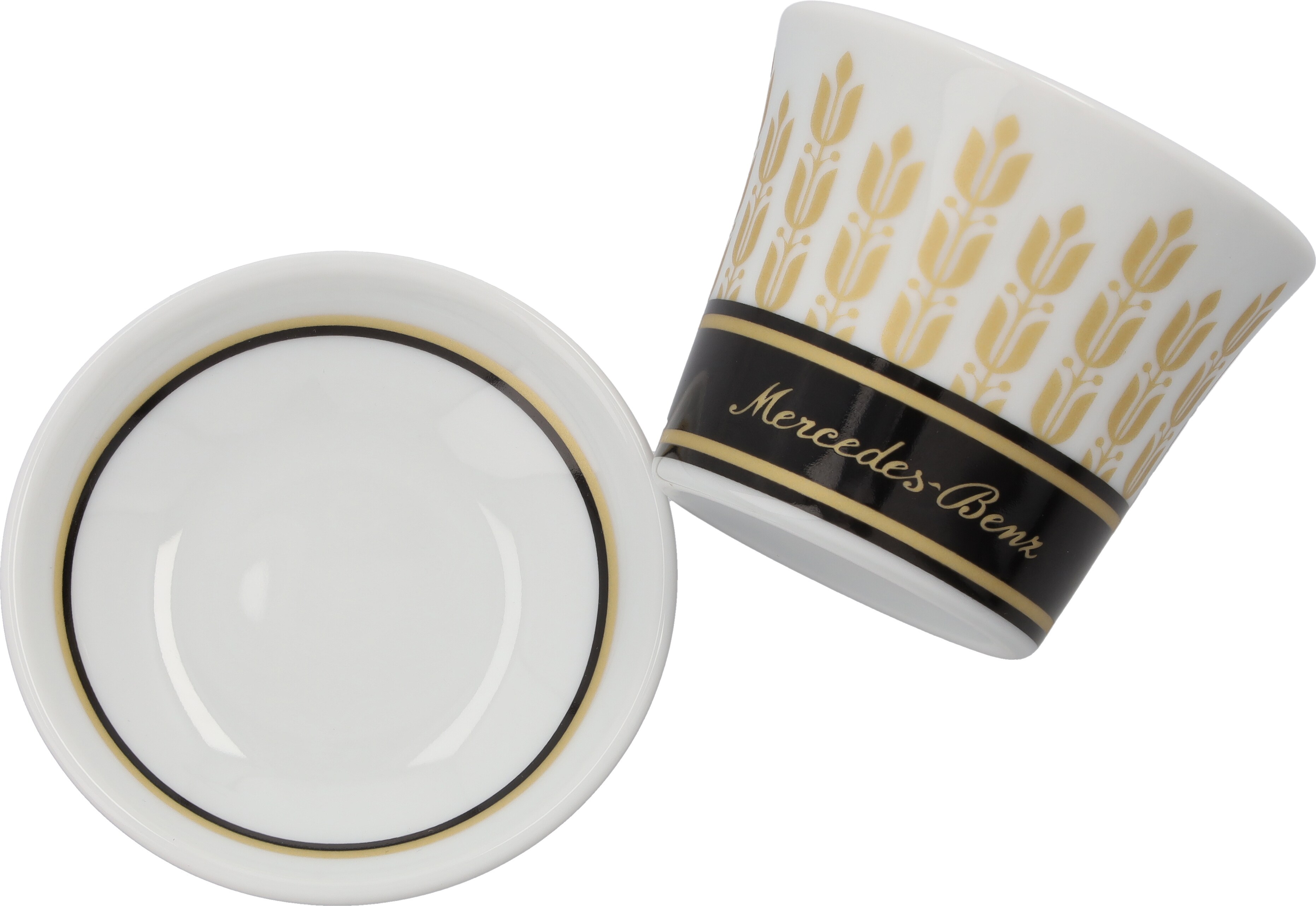Mercedes-Benz - Espressotassen Set, 90 ml, 4-teilig, schwarz/weiß/goldfarben, Porzellan
