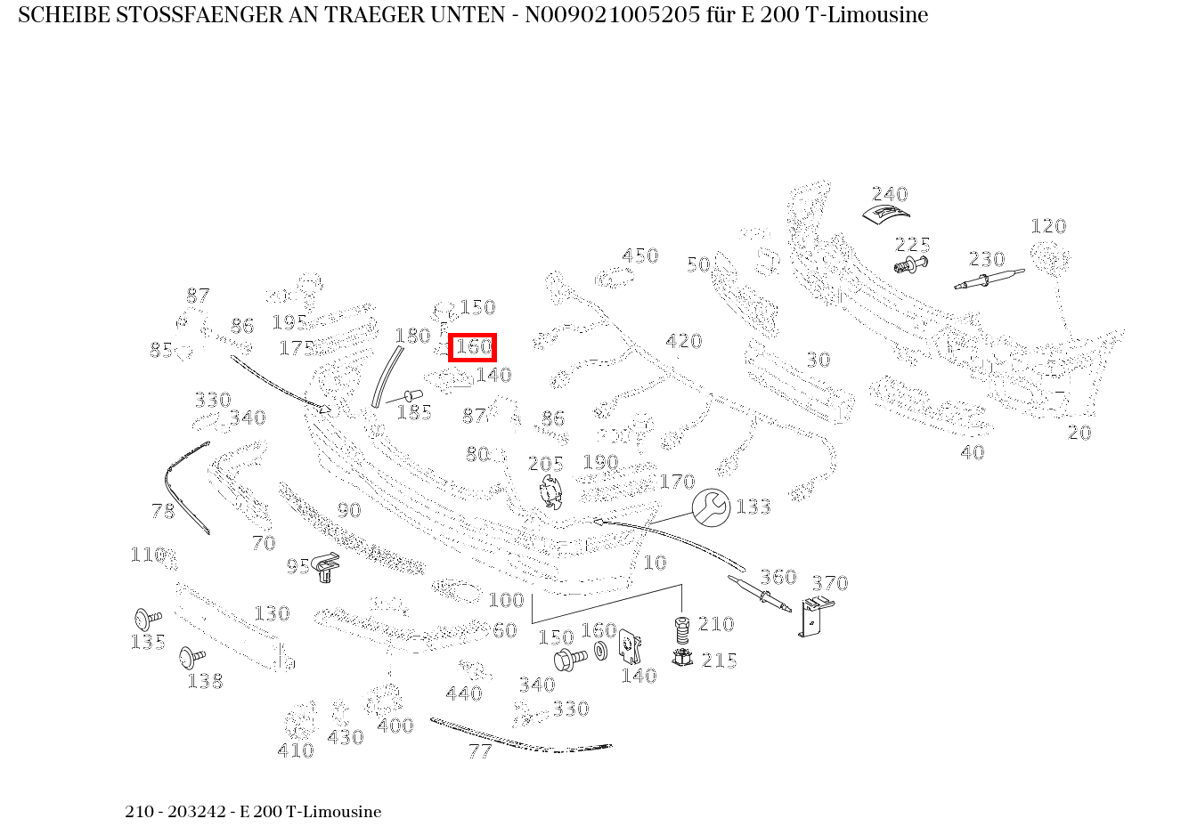 Scheibe STOSSFAENGER AN TRAEGER UNTEN E 200 T-Limousine 210 Scheibe STOSSFAENGER AN TRAEGER UNTEN E 200 T-Limousine 210
