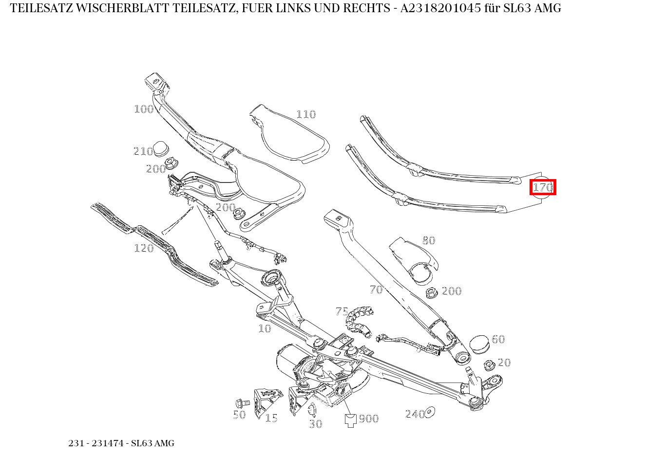 Teilesatz Wischerblatt TEILESATZ, FUER LINKS UND RECHTS SL63 AMG 231
