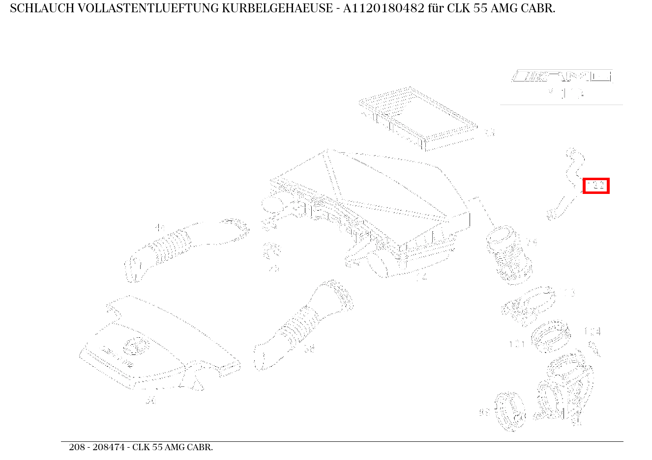 Schlauch VOLLASTENTLUEFTUNG KURBELGEHAEUSE CLK 55 AMG CABR. 208