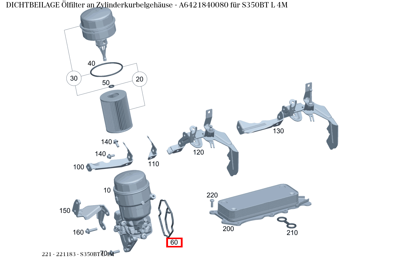 Dichtbeilage Ölfilter an Zylinderkurbelgehäuse S350BT L 4M 221 Dichtbeilage Ölfilter an Zylinderkurbelgehäuse S350BT L 4M 221