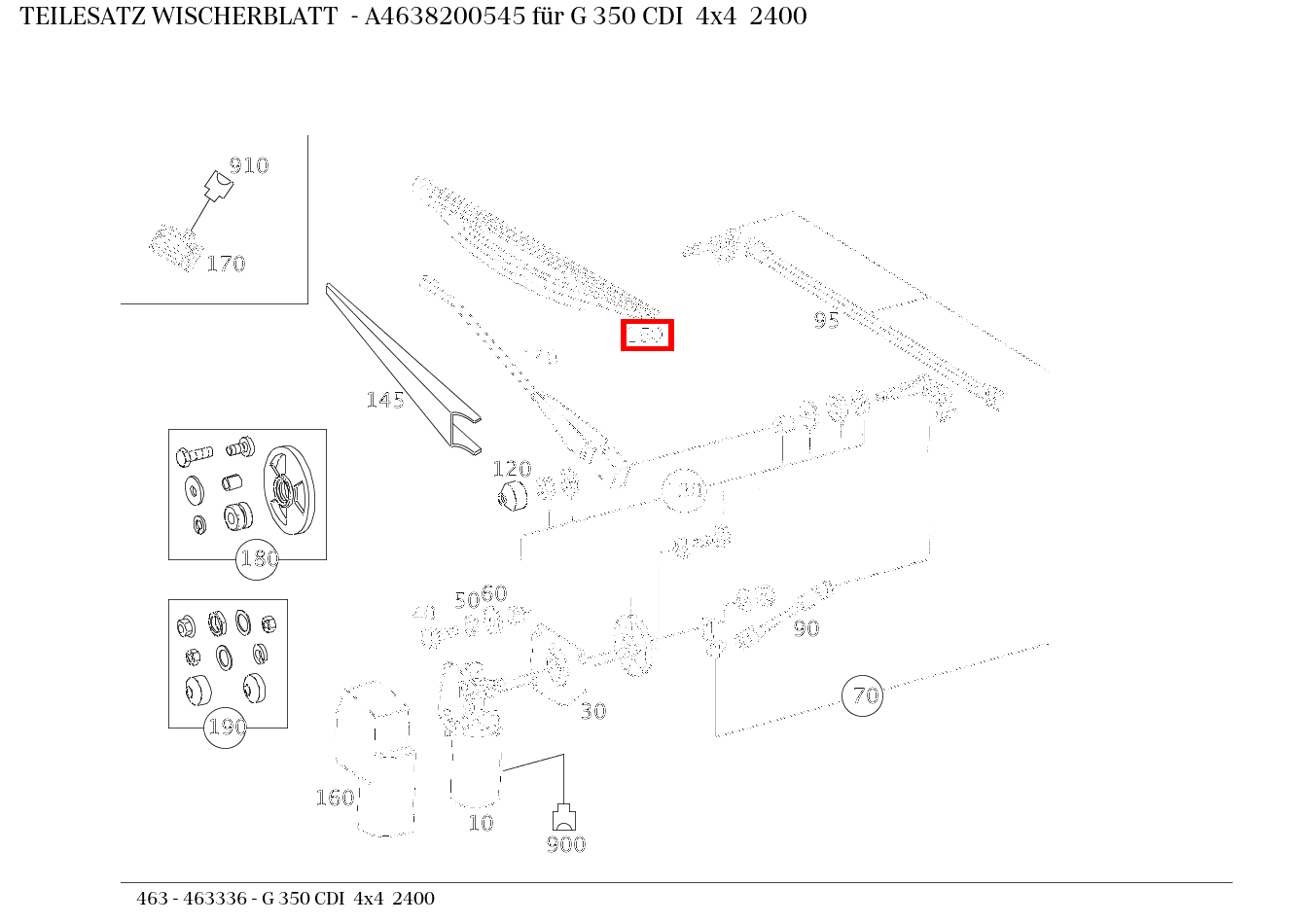 Teilesatz Wischerblatt G 350 CDI 4x4 2400 463 Teilesatz Wischerblatt G 350 CDI 4x4 2400 463