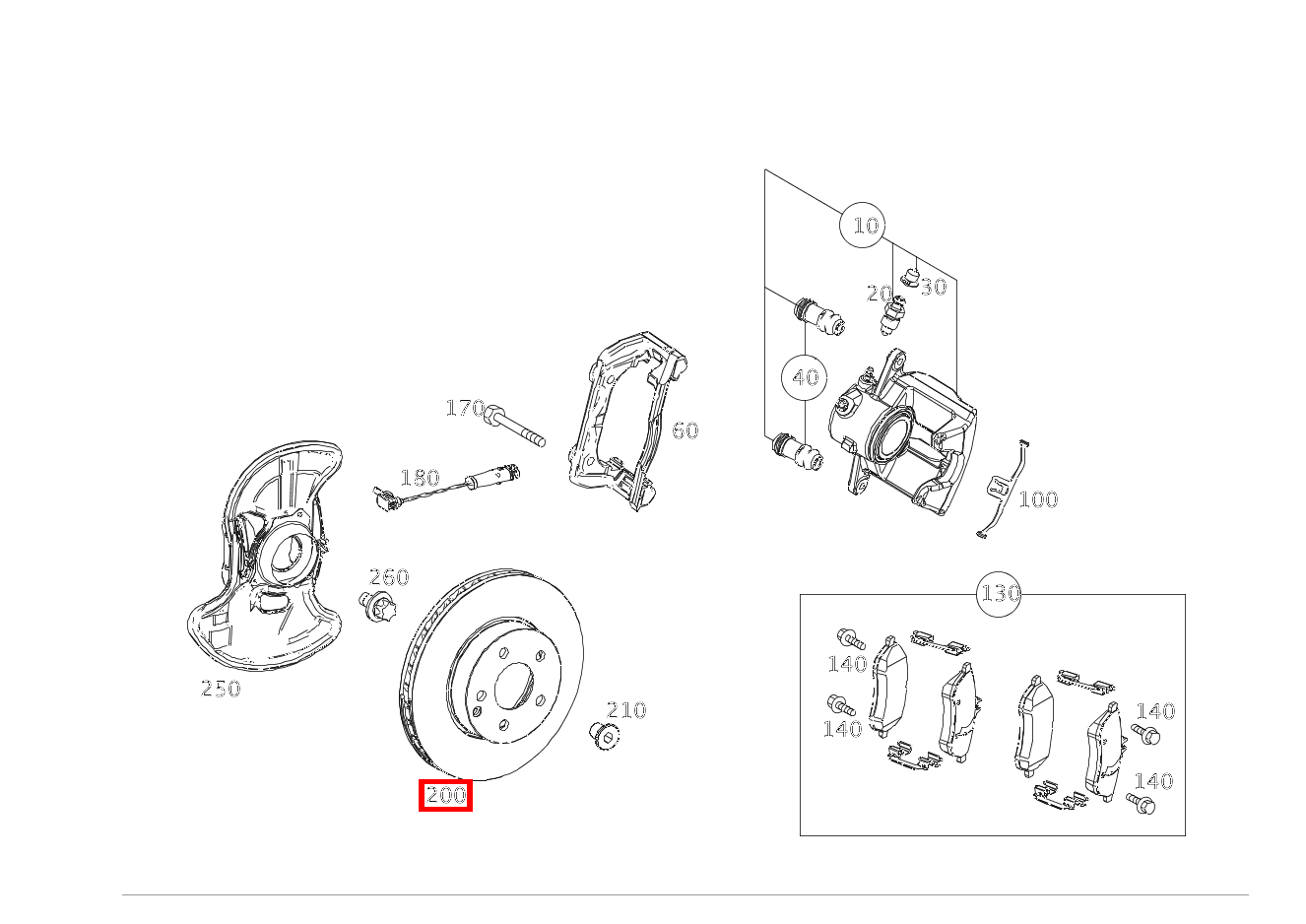 Bremsscheibe belüftet Vorn rechts E 300 CGI 207 Bremsscheibe belüftet Vorn rechts E 300 CGI 207