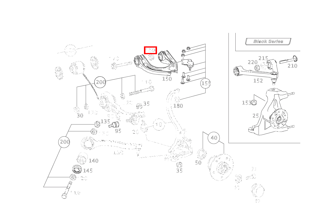 Mutter QUERLENKER OBEN AN KAROSSERIE; M10 SL 65 AMG Roadster BCA 230 Mutter QUERLENKER OBEN AN KAROSSERIE; M10 SL 65 AMG Roadster BCA 230