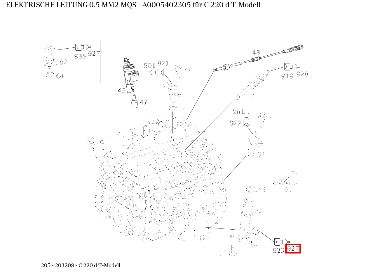 Elektrische Leitung 0.5 MM2 MQS C 220 d T-Modell 205