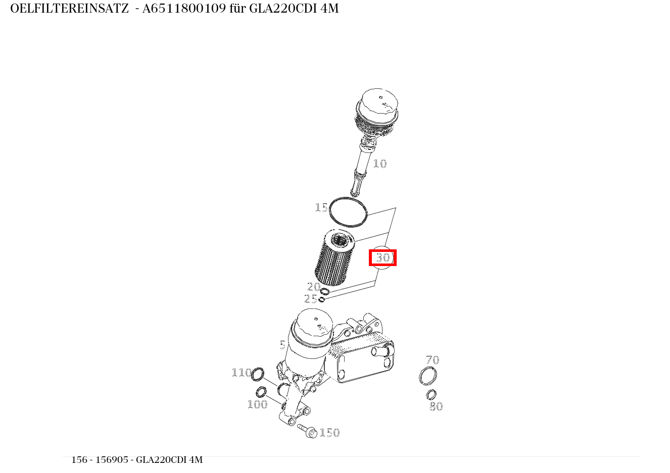 Ölfiltereinsatz GLA220CDI 4M 156